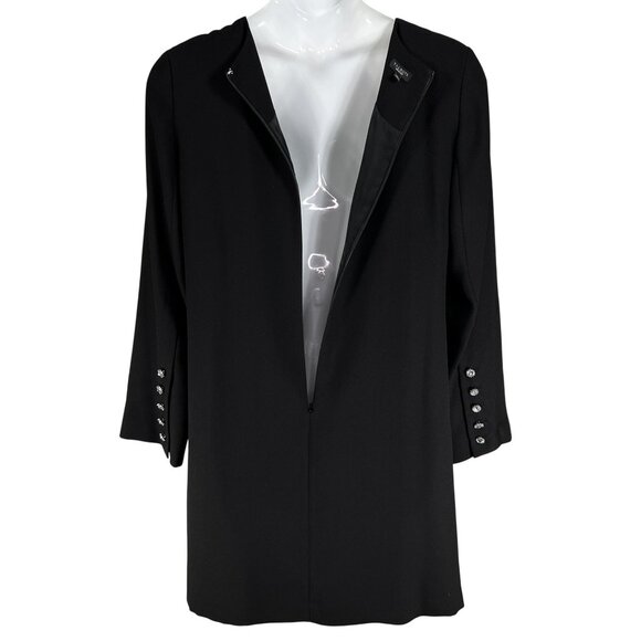 Talbots Womens 16 Black Shift Dress Long Sleeve Rhinestone Cuff Buttons Elegant - Picture 5 of 16